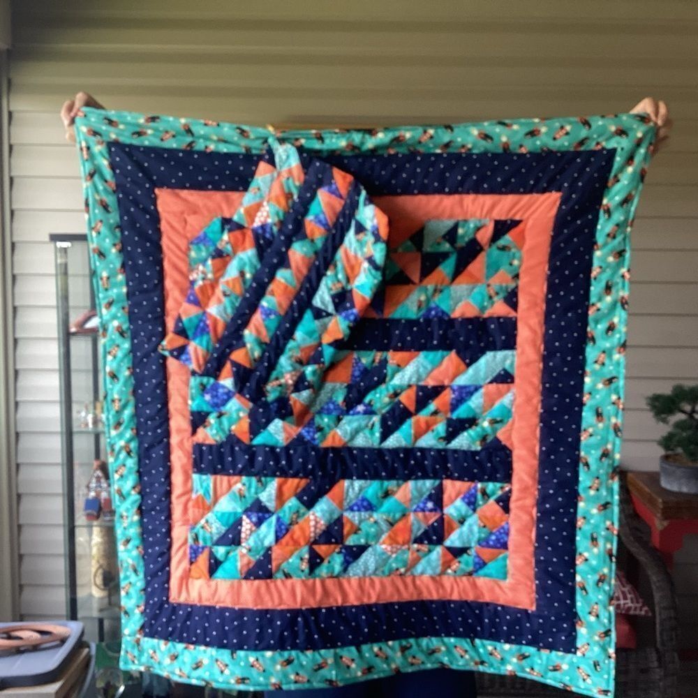 NWT  Baby/Children’s “ToThe Moon” Hand Crafted Quilt and Mini Quilt